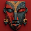 © DreamStock - Abstract tribal mask featuring intricate geometric patterns and carved