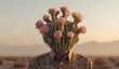 © Agung - Man with Cactus Head in Desert Landscape.
