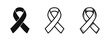 © drawing lines - Hand drawn awareness ribbon icon set in solid, outline, and sketch styles.