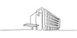 © JCS Graphic Design  - continuous one line drawing Simple line drawing of modern hospital building with cross symbol, no editable stroke