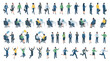 © Hesh - Isometric Business People Character Set: Corporate Office Workers Walking, Sitting, Talking, Running, and Jumping with joy