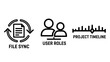 © MAHMUDA  - File sync, user roles, and project timeline icons for business workflow and project management - clean vector graphics