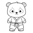 © Airakit Studio - kawaii cute panda in a karate pose coloring page.