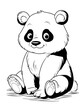 © Airakit Studio - Cute panda bear sitting on the ground coloring page.