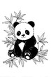 © Airakit Studio - A cute panda bear sitting on bamboo leaves coloring page.
