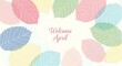 © Fionalika - watercolor spring leaves welcome april greeting card background