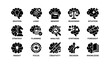 © Cali6ro - Brain-themed icons representing creativity, logic, memory, and decision-making processes