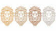 © ahmad - Four line art lion heads in varying brown shades, facing forward, white background