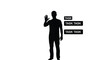© Angles - Minimalist silhouette of man waving hand, multitasking professional managing multiple task labels, productivity and time management concept vector