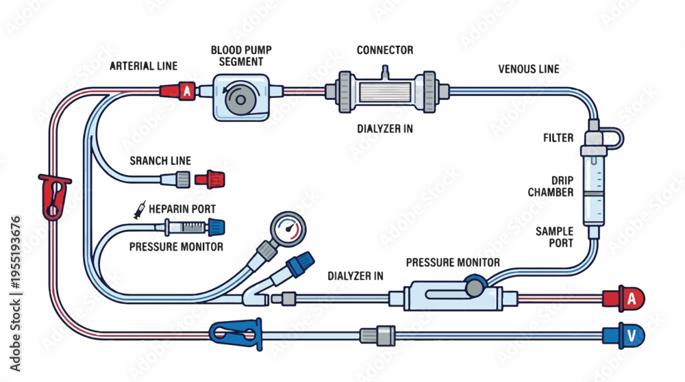 diagram-illustrating-a-hemodialysis-circuit-with-labeled-components
