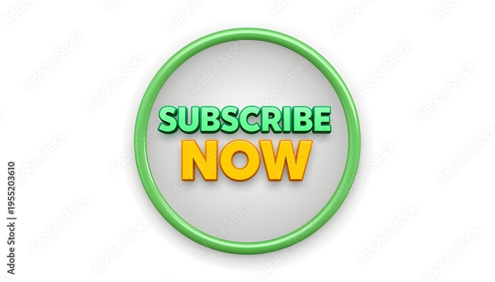 circular subscribe now badge with green border and gradient yellow ...