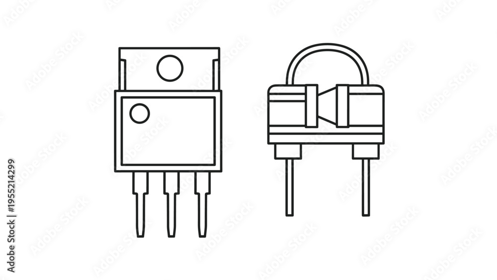Transistor Draw Vector de Stock Technical line drawings of a transistor and another ...
