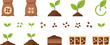© AdhinChandra - Seed germination and plant growth stages vector illustration featuring soil planting seedlings sprouting process and organic agriculture lifecycle icons set