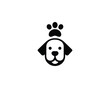 © Mamun360 - Dog Head Logo with Paw Print Symbol on Top Simple Vector Illustration