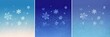© Marina - Abstract Winter Scenes with Snowflakes on Blue Gradient Triptych
