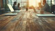© Larisa AI - A professional business meeting taking place around a wooden table, where team members engage in discussion and collaboration, showcasing teamwork and modern workspace dynamics.