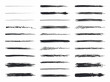 © Armando Loho - Collection of Hand-Drawn Black Ink Brush Strokes and Charcoal Texture Lines Isolated on White Background