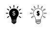© IconRoot - Vector illustration of set of light bulb icons with dollar sign inside representing money ideas