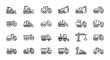 © IMRONI - Line art icon set of construction heavy equipment vehicles on isolated white background