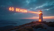 © Hypnotics 14 - Conceptual 6G Beacon Glowing from Lighthouse Tower Overlooking Coastal Landscape at Dusk