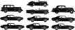 © Rahul - Vintage and classic car silhouette collection featuring retro vehicles, convertibles, and sedans in various styles, detailed automotive vector illustration set
