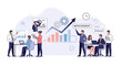 © Habi - Business professionals collaborating and analyzing data to achieve improvement and growth in a modern office setting.
