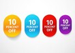 © JEMEE - A collection of four colorful circular icons displaying a ten percent off discount promotion sign