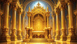 © SAMURAIMANDA - Ornate golden throne in grand palace hall with luxurious architecture