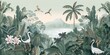 © Ilie - Wallpaper serene tropical landscape painting in pastel tones