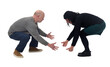 © Curto - A woman and a man lifting something imaginary from the ground