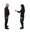 © Curto - A woman handing a small imaginary object to a man.