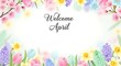 © Rini - Spring floral welcome banner with pastel flowers and April greeting