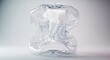 © photohappy - A clear plastic container being squeezed and dramatically crumpled against a plain background, focusing on material stress and recycling preparation, refuse, force, power