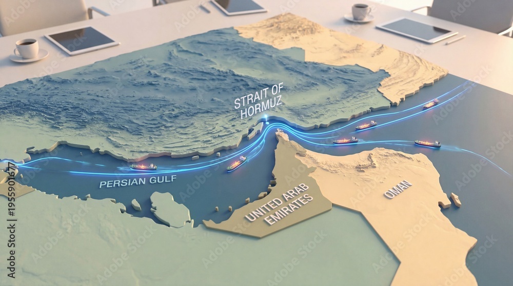 Strait of Hormuz Map Animation Showing Iran, UAE, Saudi Arabia, and ...