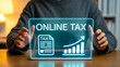 © Zeeshan - Online tax concept with digital interface showing financial report and income calculation for business accounting