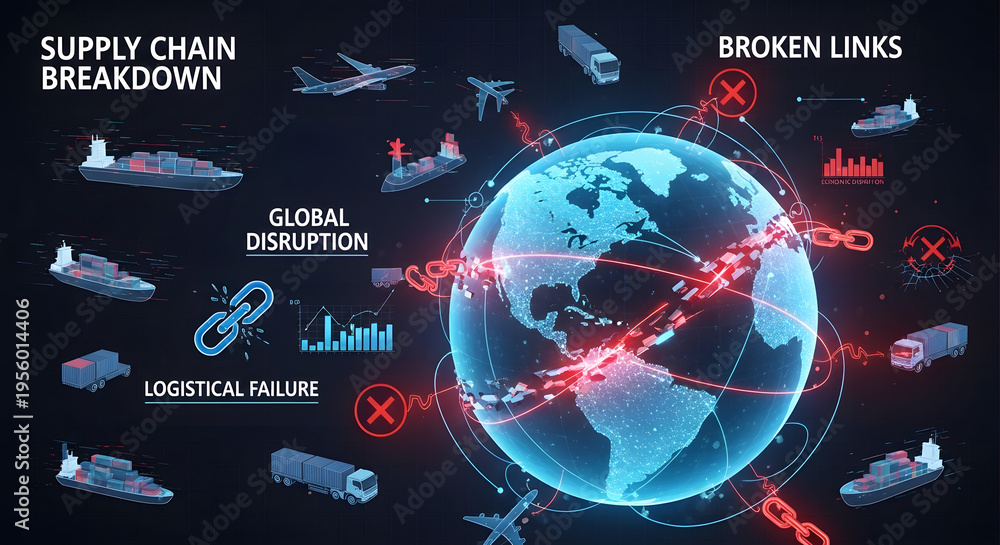 Supply Chain Breakdown Global Disruption Logistics Failure Stock ...
