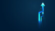 © Paradox-D - Digital arrows move up, and Sleek upward arrows on dark background depict business success in finance via technology. with Futuristic upward arrows illustrate success in technology