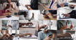 © fizkes - Young people of different occupations using digital gadgets for various work tasks, online communication, buying on internet, searching information. Cropped close up shots collage