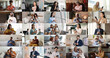 © fizkes - Collage of different people, entrepreneurs and families with kids using modern smartphones at home or offices. Digital connectivity, everyday usage of internet and wireless technologies, communication
