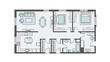 © Stock Image Paradise - A floor plan illustration shows a modern home's interior layout with rooms and furniture.