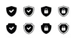 © twenty-icons - shield security icon set. safety, protection symbols. security icon with check mark and lock sign. Solid vector icons collection