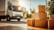 © VisualForge - Moving day with cardboard boxes and a moving truck