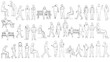 © prarthana - Versatile human figure vector line art poses collection for CAD drawing people reference showcasing diverse everyday posture studies and design.