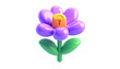 © Olla - Cartoon flower with a lock on a black background 3D rendering glossy cute symbol