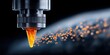 © NovaVision - Advanced nanotechnology machine creating microscopic spheres with glowing orange liquid