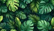 © zainal - Vibrant green tropical leaves fill the frame in a dense jungle foliage scene.