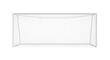 © FIFO STOCK - A full front view of a white metal soccer goal with a net is perfectly centered on a clean white background.