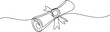 © Ruby - Continuous Line Drawing of a Graduation Scroll with Ribbon