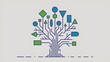 © happie - Geometric technology tree infographic – Ideal for visualizing business ecosystems, scalability, or high-tech venture capital.