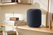 © AImageZ - smart speaker on modern living room shelf voice assistant device